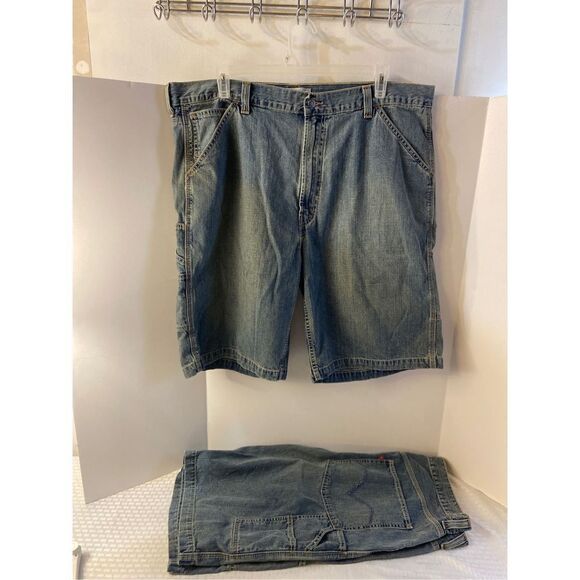2 pairs Levi’s Cargo Carpenter shorts size 42 lot 100 cotton Vintage - Picture 3 of 5